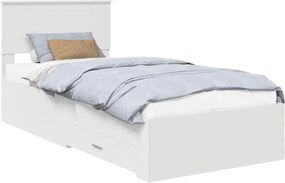 vidaXL Cadru de pat cu headboard Alb 90 x 190 cm Lemn compozit