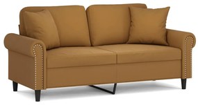 3153212 vidaXL Canapea cu 2 locuri cu perne&pernuțe, maro, 140 cm, catifea