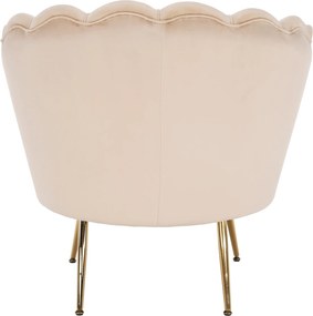 Fotoliu în stil Art-deco, catifea Velvet bej/crom auriu, NOBLIN
