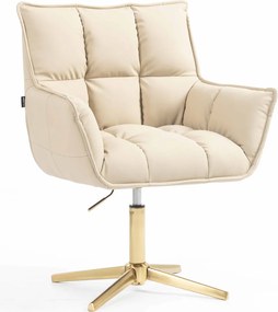 HR560CROSS Scaun Crem Piele Ecologica Premium Soft cu Bază Aurie