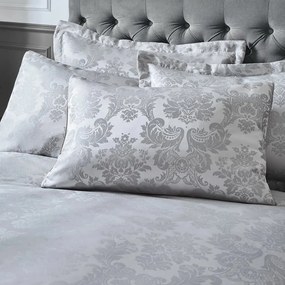 Lenjerie de pat gri din damasc pentru pat dublu, extinsă 230x220 cm Damask Jacquard – Catherine Lansfield