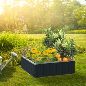 Outsunny Pat de Grădină Inălțat din Oțel, Fără Fund, Montaj Simplu fără Scule, Ideal pentru Ierburi și Flori, 90x90x30 cm | Aosom Romania