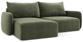 Colțar verde extensibil/cu spațiu de depozitare (cu colț pe partea stângă) Kalena – Makamii