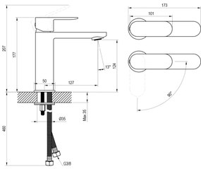 Ravak X070448 - Baterie pentru lavoar CHROME, 17,7 cm, crom lucios