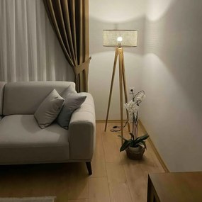 Lampadar corp lemn  textil,nuc- bej, Homs, 153 cm,40006