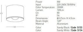 Plafoniera LED pentru iluminat exterior, design modern IP54 Rengo alb 6,5cm