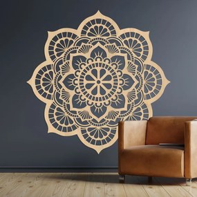SENTOP | Mandala pictată pe perete din lemn cu motiv de floare de lotus | LOTOIS