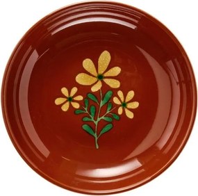 Bol din ceramică pictată manual cu motive florale folk, D19×H5 cm, „Aya"