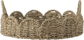 Tavă de servire rotundă din iarbă de mare împletită, natur, cu margine ondulată și mânere, 35x14,5 cm, „Brea"