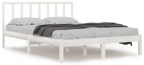 3105107 vidaXL Cadru de pat mic dublu, alb, 120x190 cm, lemn masiv de pin