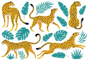 Fotografie Vector set of leopards and tropical, Angelina Bambina