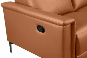 Canapea cu recliner, 2 locuri, funcție manuală, culoare cognac