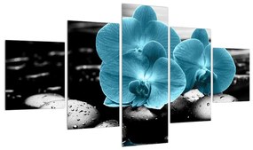 Tablou cu flori de orhidee albastre (125x70 cm), în 40 de alte dimensiuni noi
