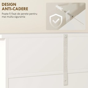 kleankin Dulap de Depozitare Organizator Independent pentru Baie de Podea cu 2 Usi, 2 Sertare si Raft Reglabil, Alb | Aosom Romania