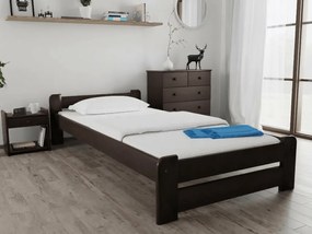 Pat de o persoana Emily 80x200 cm, nuc Saltele: Cu saltele Somnia 18 cm, Somiera pat: Fara somiera