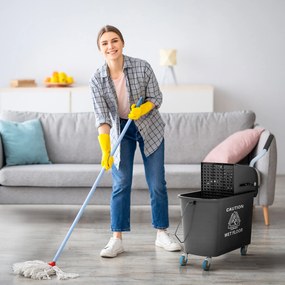 HOMCOM Cărucior Profesional pentru Curățenie cu Găleată pentru Mop de 20L, 60x27x70,5 cm, Negru | Aosom Romania