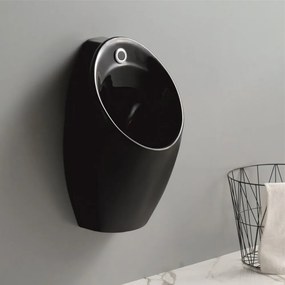 Pisoar cu alimentare ascunsa Inter Ceramic si actionare electronica negru lucios