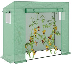 Outsunny Seră cu folie, seră cu rolltür, fereastră laterală, pentru grădină, din oțel, plastic, 200 x 76 x 168 cm, Verde | Aosom Romania