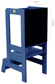 Inaltator Learning Tower Ajustabil cu tabla de scris, Ajutor de bucatarie MeowBaby  , lemn Albastru inchis