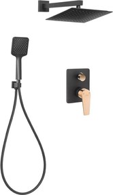 Sistem de dus incastrat Invena Midnight finisaj negru - rose gold