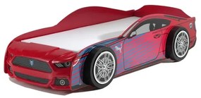 Pat Mașină PANTHER POWER pentru Copii, 90x200 cm, Roșu cu Albastru (MDF) – Auto – Vipack