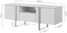 Comodă TV Verica 150 cm cu nișă - stejar burete / picioare aurii