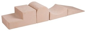 Teren de joacă din spumă crem 4 buc. din catifea înălțime 30 cm 45x193 cm Montessori – Meowbaby