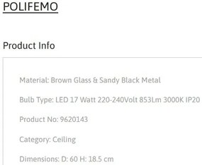 Plafoniera LED design modern POLIFEMO maro, 60cm