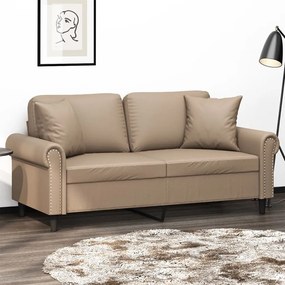 Canapea cu 2 locuri cu pernute, cappuccino, 140 cm, piele eco.