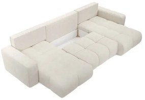 Colțar extensibil în formă de U, tapițat, cu spațiu de depozitare ALMADA, bej