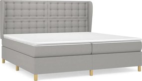 vidaXL Pat box spring cu saltea, gri deschis, 200x200 cm, textil