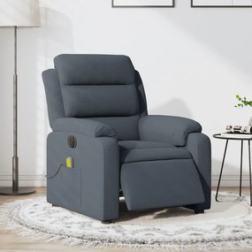 vidaXL Fotoliu electric de masaj rabatabil, gri închis, catifea