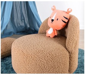 Fotoliu pentru copii maro cu tapițerie din stofă bouclé Moouv – Artie