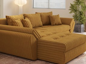 Colțar extensibil dumonde cu ladă de depozitare si sezut confortabil din spuma high-density, Loana Ambience Mustar 270x185 cm