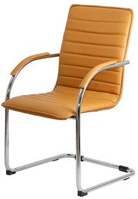 Scaun de așteptare bej OFF 835 din piele ecologică și cadru metalic rezistent