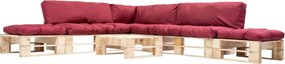 vidaXL Set mobilier de grădină paleți cu perne roșii, 6 piese, lemn