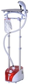 HOMCOM Defroisor de haine 1950 W, masă de călcat integrată, rezervor de apă 2 L, tijă telescopică, mănușă + umeraș inclus, roșu | Aosom Romania