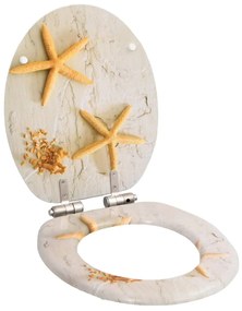 vidaXL Capac WC cu închidere silențioasă, MDF, design stea de mare