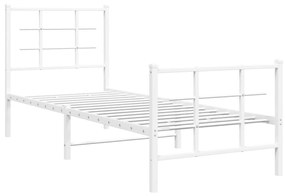 355619 vidaXL Cadru de pat metalic cu tăblie de cap/picioare, alb, 80x200 cm