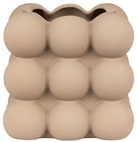 Vas de flori, ceramică, maro, 13,5x13,5x13 cm