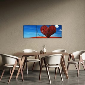 Tablou - Inimă din copac (cu ceas) (90x30 cm)