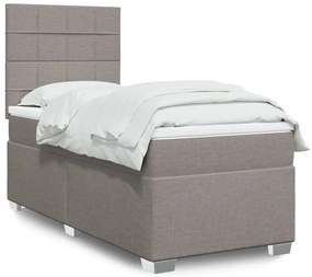 vidaXL Pat box spring cu saltea, gri taupe, 80x200 cm, textil