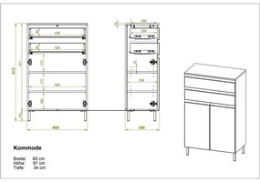 Dulap de baie scund alb cu aspect de stejar 60x97 cm Torrance - Germania