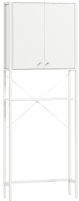 Mobilier HOMCOM pentru Baie Deasupra WC-ului cu Dulap și Raft Deschis, Mobilier Salvaspazio cu Picioare din Metal pentru Baie și Spălătorie, 64x20x180 cm, Alb | Aosom Romania