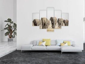 Tablou - Turmă de elefanți (150x105 cm)