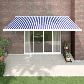 vidaXL Copertină retractabilă albastru/alb, 4x3 m, textil/aluminiu