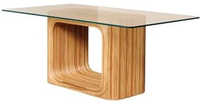 Masa dining, din rattan si blat de sticla, Glass
