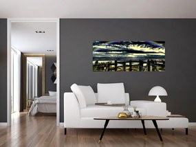 Tablou cu curcubeu deasupa mării (120x50 cm)