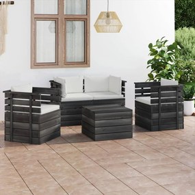 3061817 vidaXL Set mobilier grădină paleți cu perne 5 piese lemn masiv pin