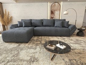 Colțar extensibil dumonde cu ladă de depozitare si sezut confortabil din spuma high-density, Berlin XL Enjoy Antracit 350x185 cm